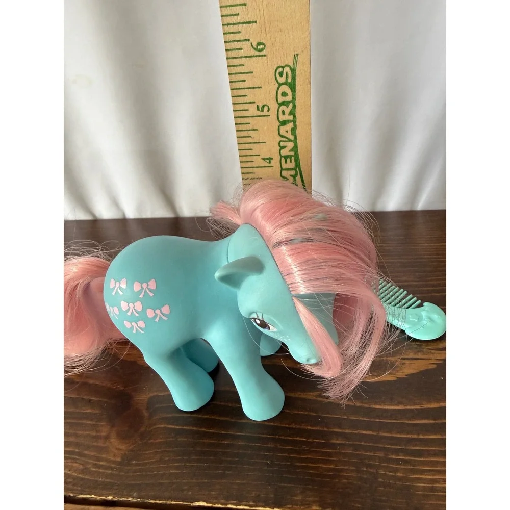 Vintage 1983 My Little Pony G1 Bow Tie Aqua Blue Pink Hair with Comb Hasbro‎